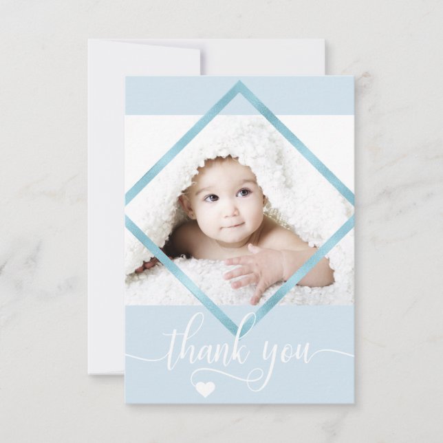 Blue Gold White Thank You Baby Shower BOY | PHOTO (Front)