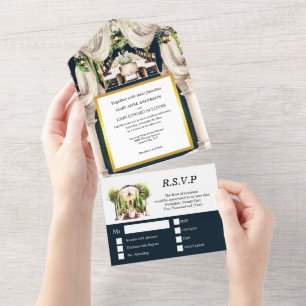 Blue gold winery Tuscan vineyard al fresco table All In One Invitation