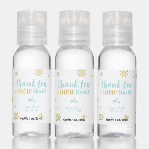 Blue & Gold Winter Wonderland Boy Party Favor Hand Sanitizer
