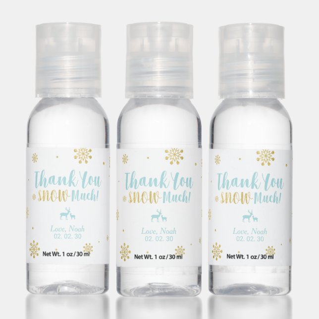 Blue & Gold Winter Wonderland Boy Party Favor Hand Sanitizer (Set)