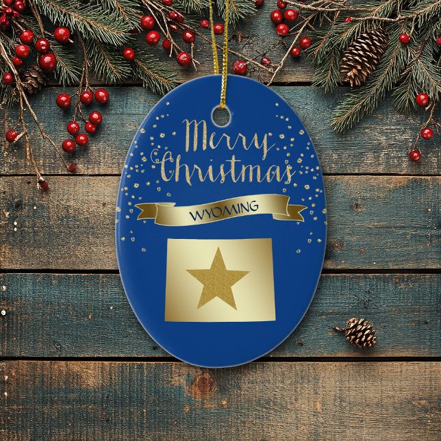 Blue Gold Wyoming Star Ceramic Ornament (Creator Uploaded)