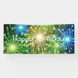 blue Gold yellow fireworks Banner