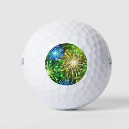 blue Gold yellow fireworks Golf Balls