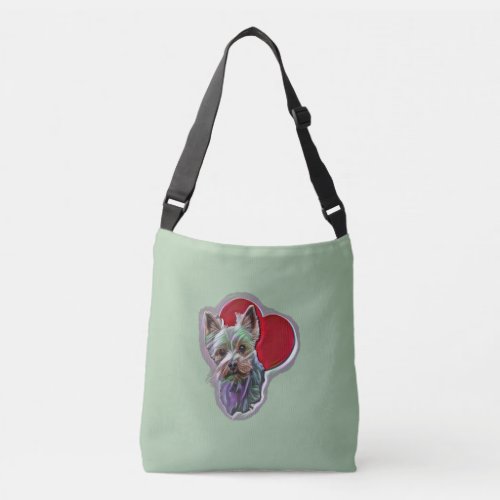 Blue Gold Yorkshire Yorkie Terrier Crossbody Bag