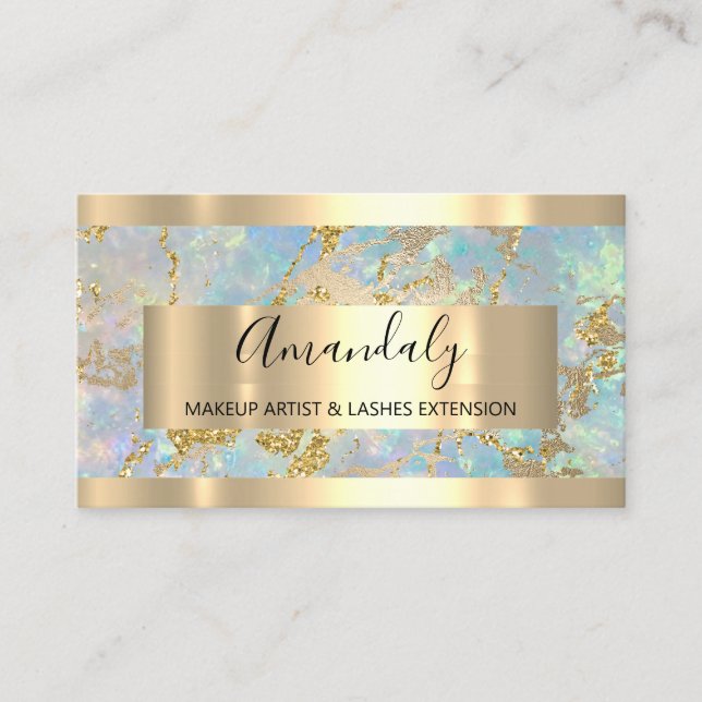 Blue Golden Marble Copper Frame Event  Business Card (Front)