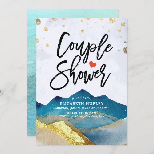 Blue Golden Mountains Couple Shower Wedding Shower Invitation
