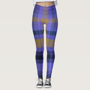 Blue Golden Plaid Leggings
