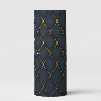 BLUE GOLDEN PRINT PILLAR CANDLE