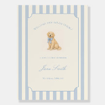 Blue Golden Retriever Baby Shower Welcome Sign