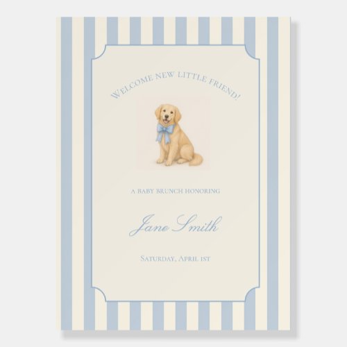 Blue Golden Retriever Baby Shower Welcome Sign