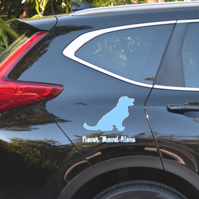 Blue Golden Retriever Dog Car Decal, Vinyl Sticker (Car Side)