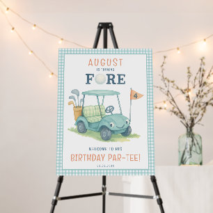 Blue Golf 4th Birthday Welcome Sign