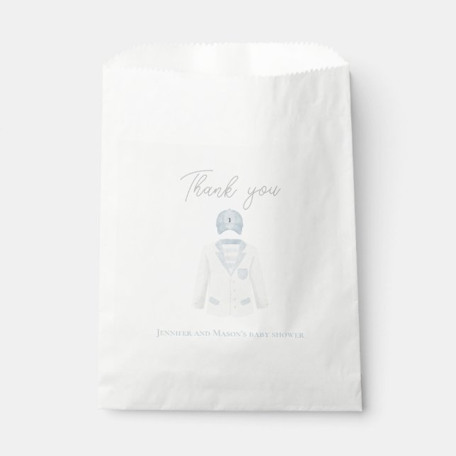 Blue golf baby shower party    favor bag (Front)