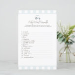 Blue golf baby word scrabble baby shower game