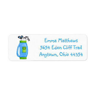 Blue Golf Bag Return Address Labels