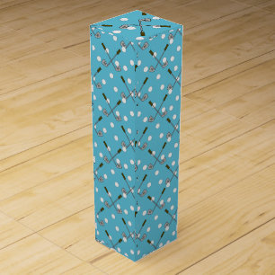 Blue Golf Ball/Club Pattern Wine Box