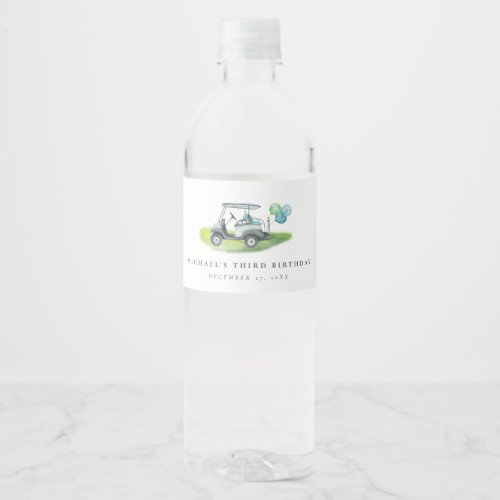Blue Golf Birthday Par_tee Water Bottle Label