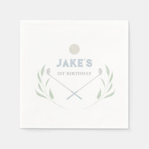Blue Golf Birthday Party Paper Plates Napkins