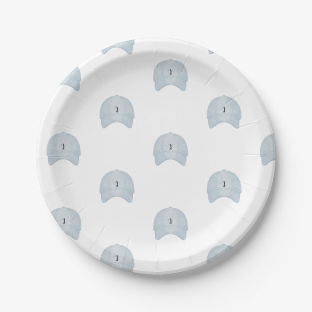 Blue golf cap paper plates (Front)