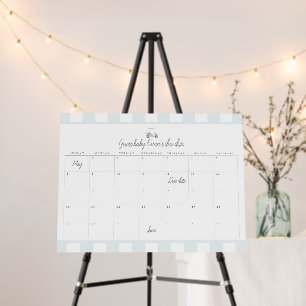 Blue golf cart baby shower calendar  foam board