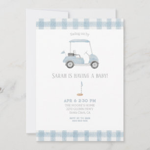 Blue Golf Cart baby shower Invitation