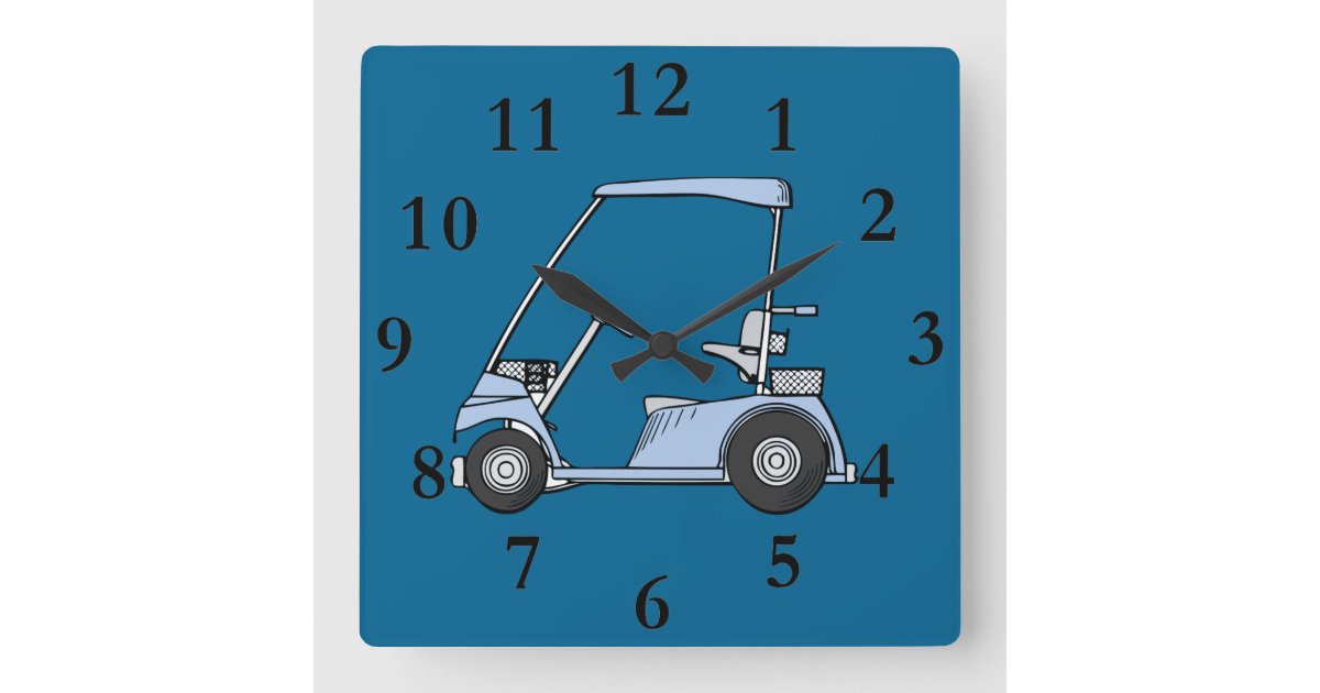 blue golf cart clock Zazzle