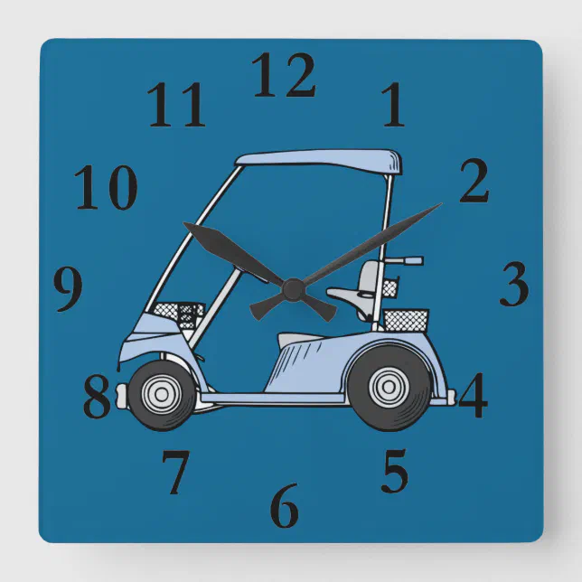 blue golf cart clock Zazzle