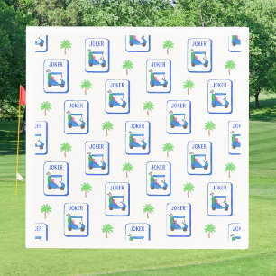 Blue Golf Cart Joker Mahjong Tropical Palm Tree Napkins