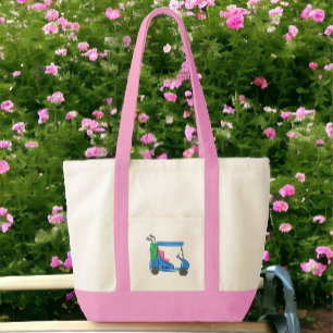 Blue Golf Cart Personalized Tote Bag
