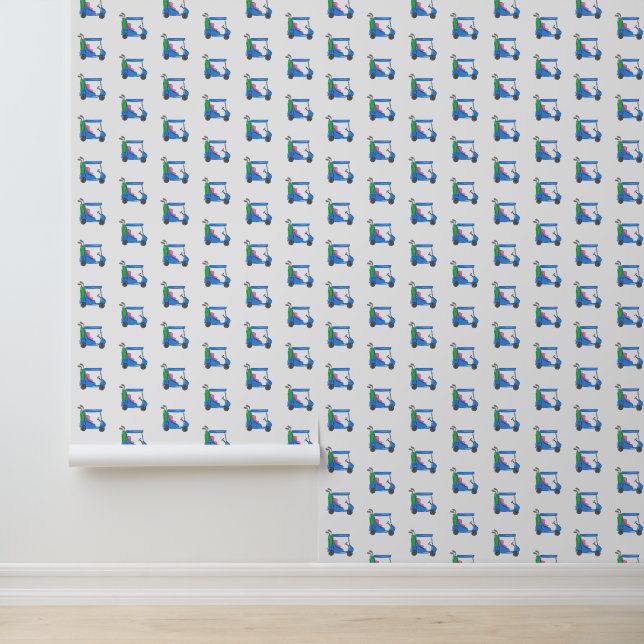 Blue Golf Cart / Preppy Golf Pattern / Golf Lover Wallpaper (Application)