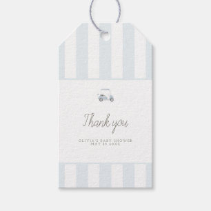 Blue golf cart rectangle favor tag
