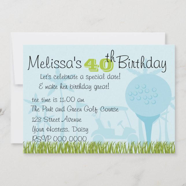 Blue Golf Date Invitation (Front)