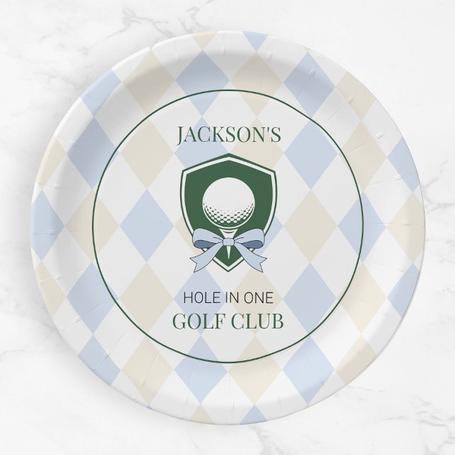 Blue Golf  Hole in One Boys Sports 1st Birthday Paper Plates (Blue Golf Hole in One Boys Sports 1st Birthday Paper Plates)