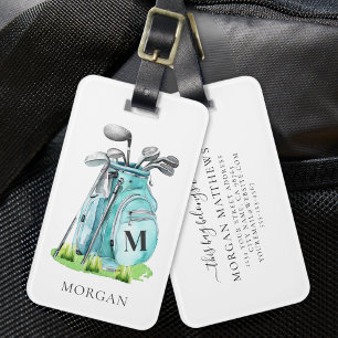 Blue Golf Monogram Luggage Tag