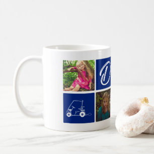 Blue Golf Photo Collage Gift for Dad Father's Day Coffee Mug