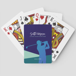 Blue Golf Player Man with Golf Club  Poker Cards