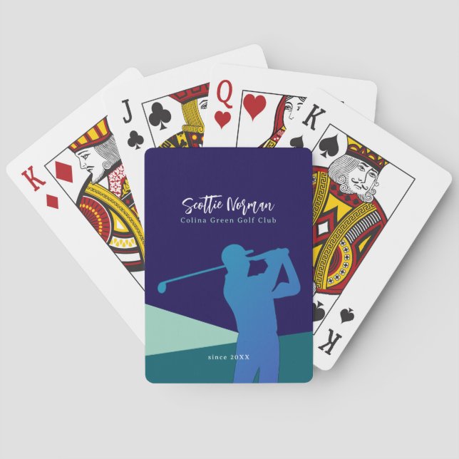 Blue Golf Player Man with Golf Club  Poker Cards (Back)