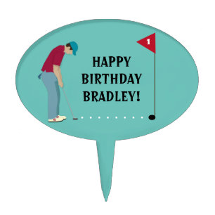 Blue Golfer Putting Ball Cake Topper