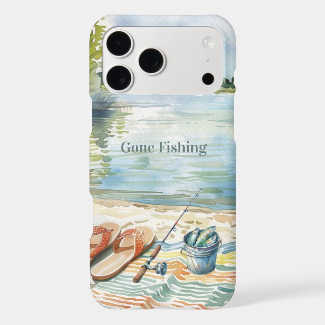 Blue Gone Fishing Bucket Lake iPhone Case (Back)