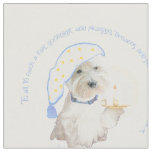 Blue Goodnight Westie with Candle  Fabric