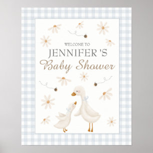 Blue Goose Baby Shower Welcome Sign