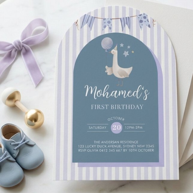 Blue Goose Personalized First Birthday Invitation (Creator Uploaded)