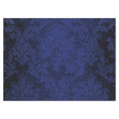 Blue Goth Victorian Damask Vintage Wallpaper Tissue Paper