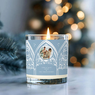 Blue Gothic Castle Winter Snow Photo Christmas Scented Candle