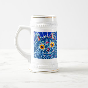 Blue Gothic Cat Beer Stein