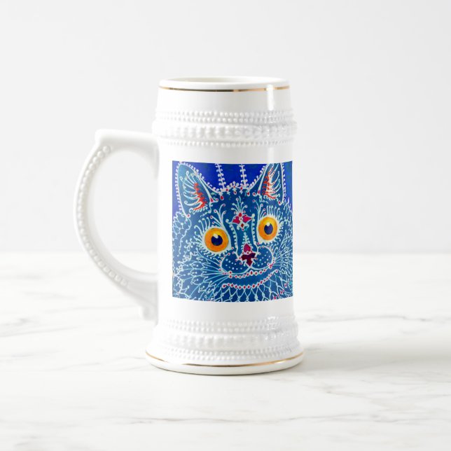 Blue Gothic Cat Beer Stein (Left)