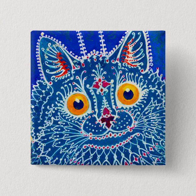 Blue Gothic Cat Button (Front)
