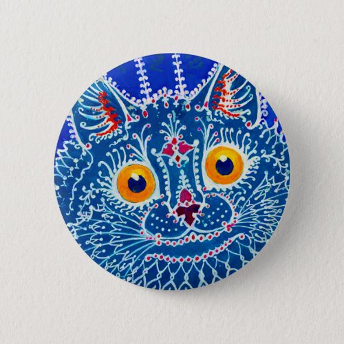 Blue Gothic Cat Button