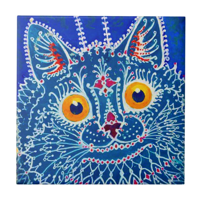 Blue Gothic Cat Ceramic Tile (Front)