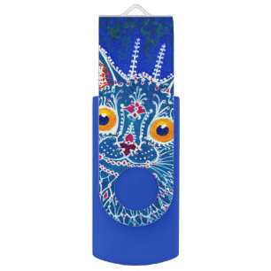 Blue Gothic Cat Flash Drive
